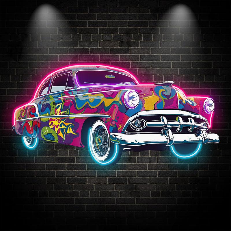 Classic Vintage Car Neon Light – Colorful Airbrush Retro LED Decor