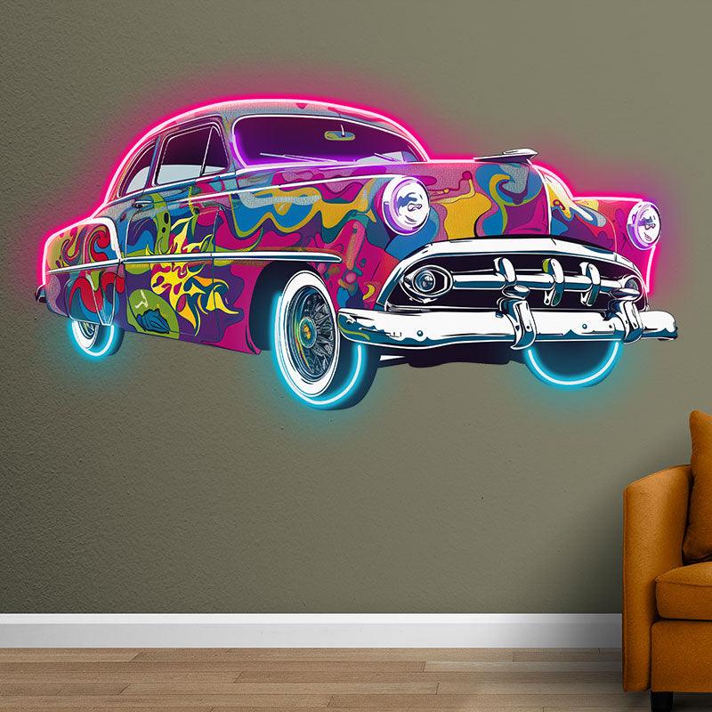 Classic Vintage Car Neon Light – Colorful Airbrush Retro LED Decor