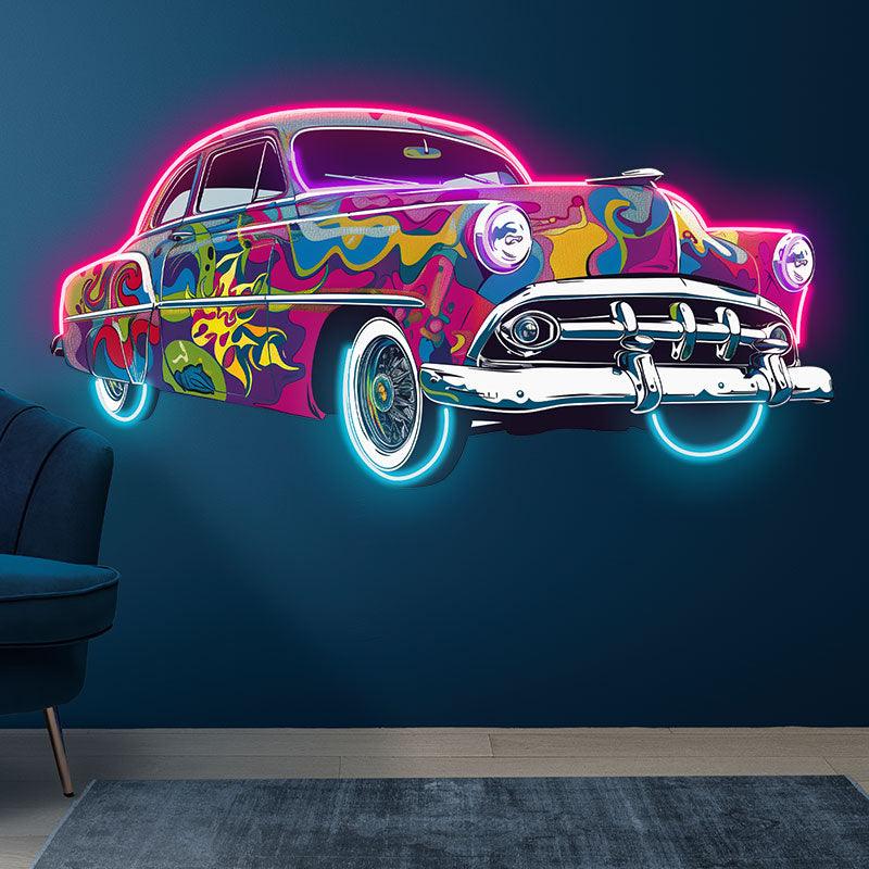Classic Vintage Car Neon Light – Colorful Airbrush Retro LED Decor