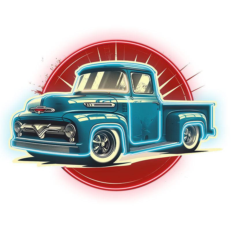 Classic Blue Pickup Truck Neon Light – Vintage LED Car Decor