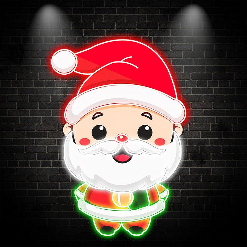 Cartoon Santa Neon Light – Jolly Red Hat LED Christmas Decor