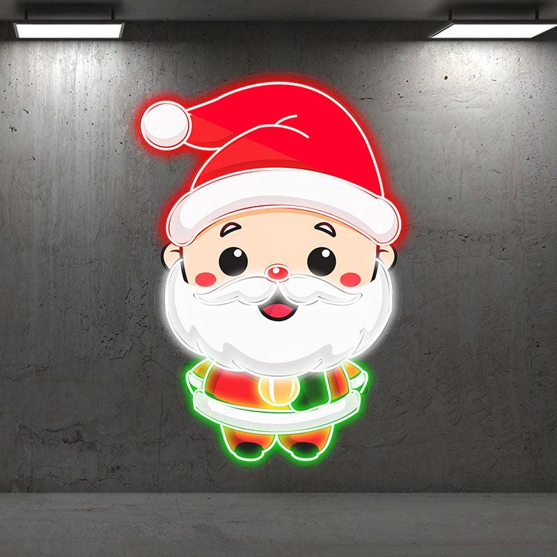 Cartoon Santa Neon Light – Jolly Red Hat LED Christmas Decor