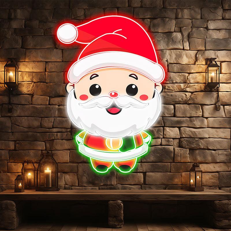 Cartoon Santa Neon Light – Jolly Red Hat LED Christmas Decor