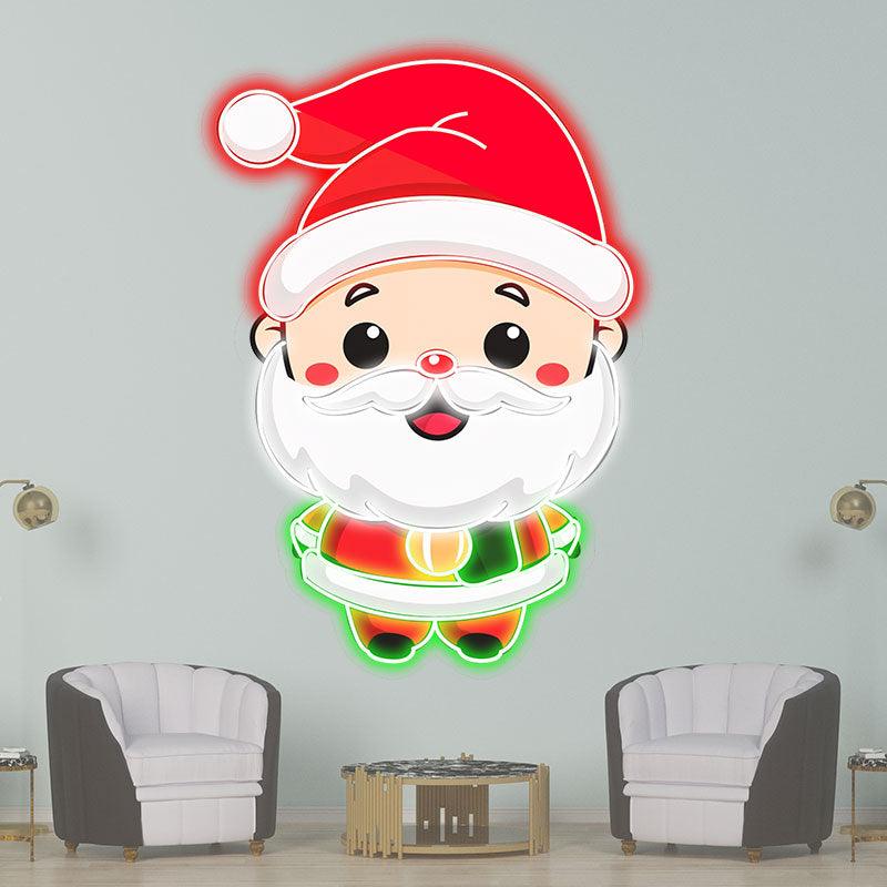 Cartoon Santa Neon Light – Jolly Red Hat LED Christmas Decor