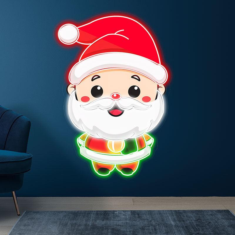 Cartoon Santa Neon Light – Jolly Red Hat LED Christmas Decor