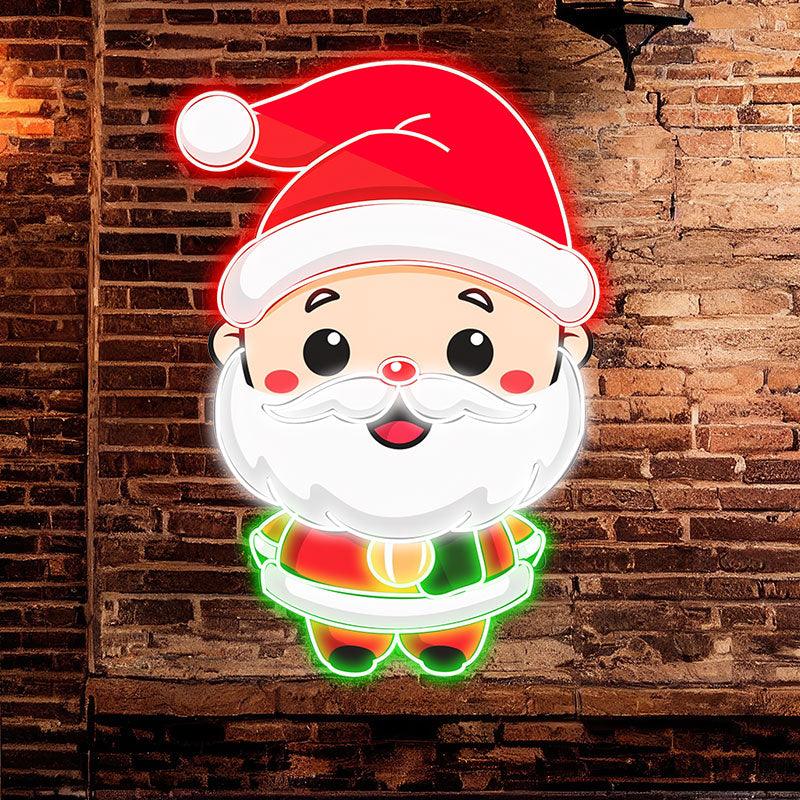 Cartoon Santa Neon Light – Jolly Red Hat LED Christmas Decor