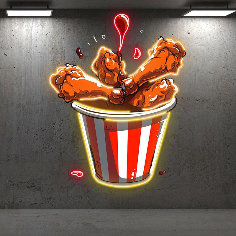 LED Neon signs Chicken Fried Legs | Creative Gourmet Decoration Lights | For Home, Restaurant & Party Lighting
