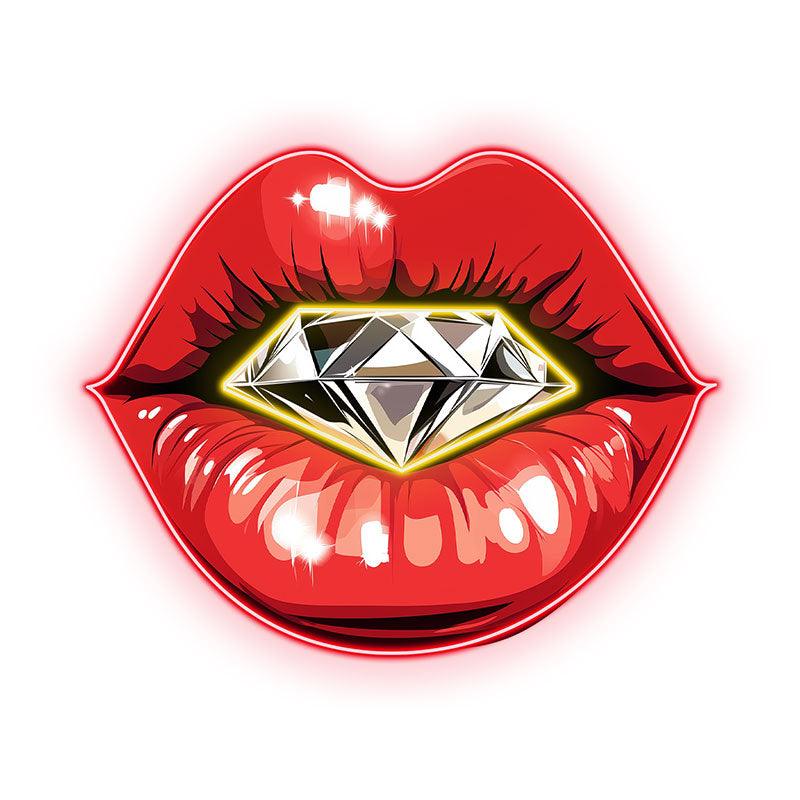 Glamorous Red Lips LED Neon Sign - Stunning Lip Close-Up with Sparkling Diamond - Perfect for Beauty Salons & Chic Decor