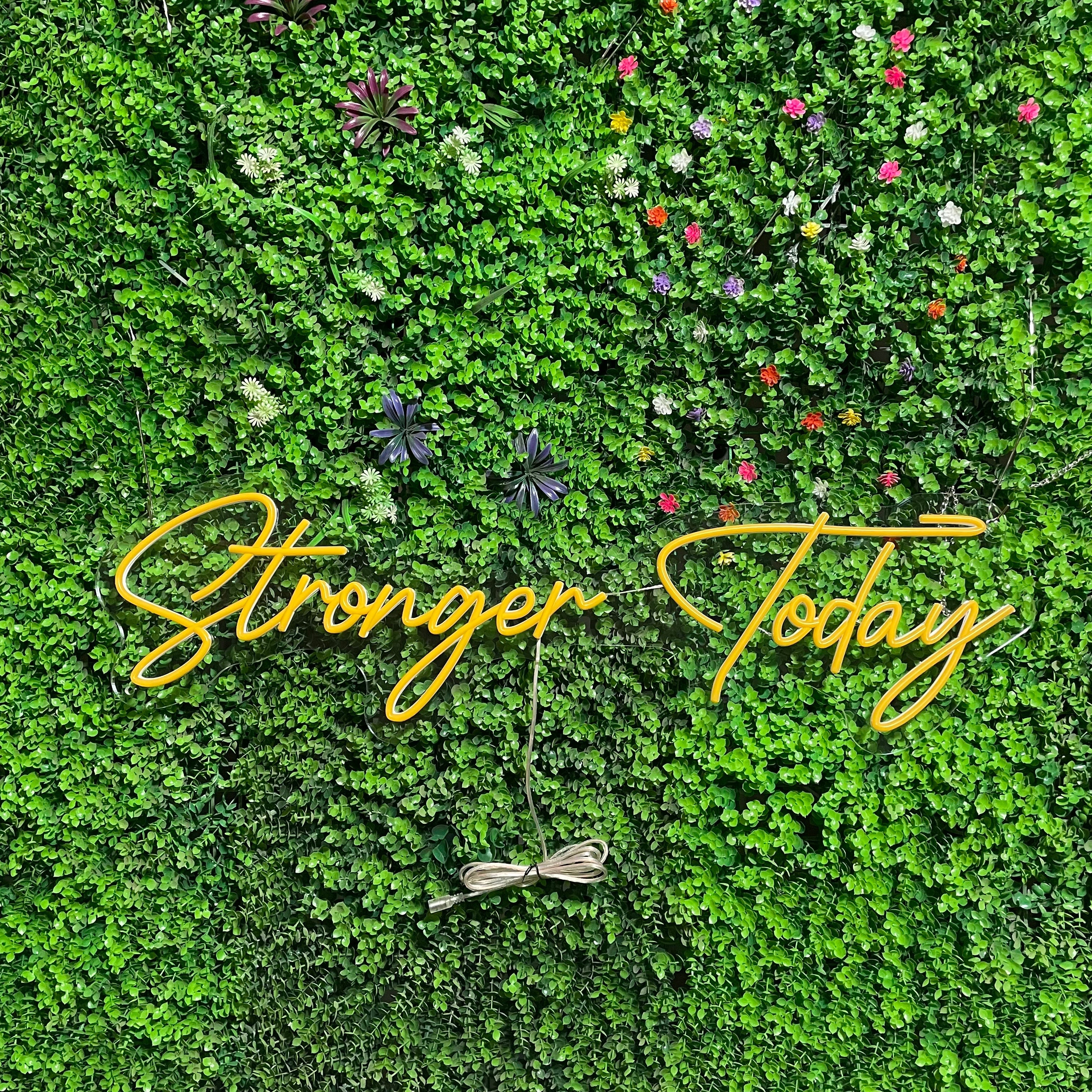 Stronger Today Neon Sign | Motivational Gym LED Light | Workout Neon Decor for Home Gym | Fitness Wall Art | Mother’s Day Gift for Gym Mom