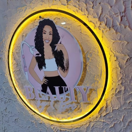 Custom Business Acrylic Signs UV Print Coffee Shop Bar Logo Beauty Salon Nail Hair Studio Company Office Name Led Neon Signs