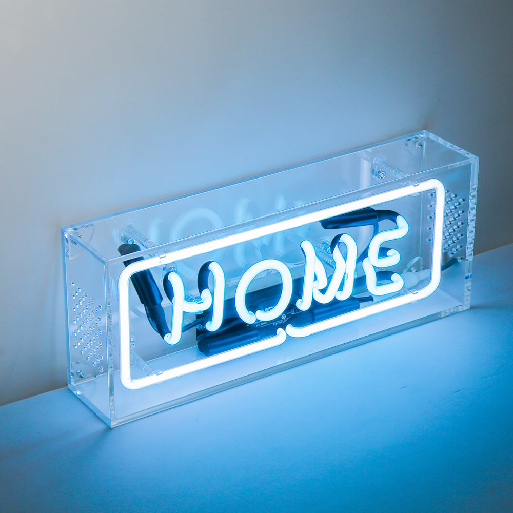 ice blue lighting"HOME" neon sign,home decoration neon sign,glass neon tube sign