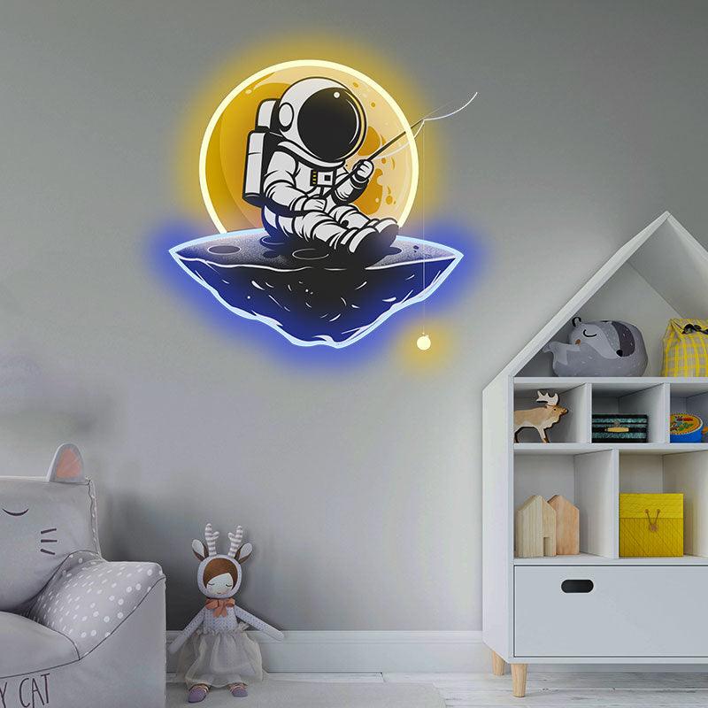 Astronaut Fishing Neon signs Light - Whimsical LED Decor for Space Enthusiasts, Perfect Gift for Fishing Lovers, Fun and Unique Wall Art