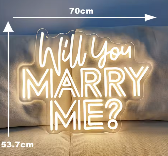 Will You Marry Me Neon Sign LED Light 70cm Wedding Mariage Decor with 12V Power Adapter Neon Signs Party Room Wall Decoration