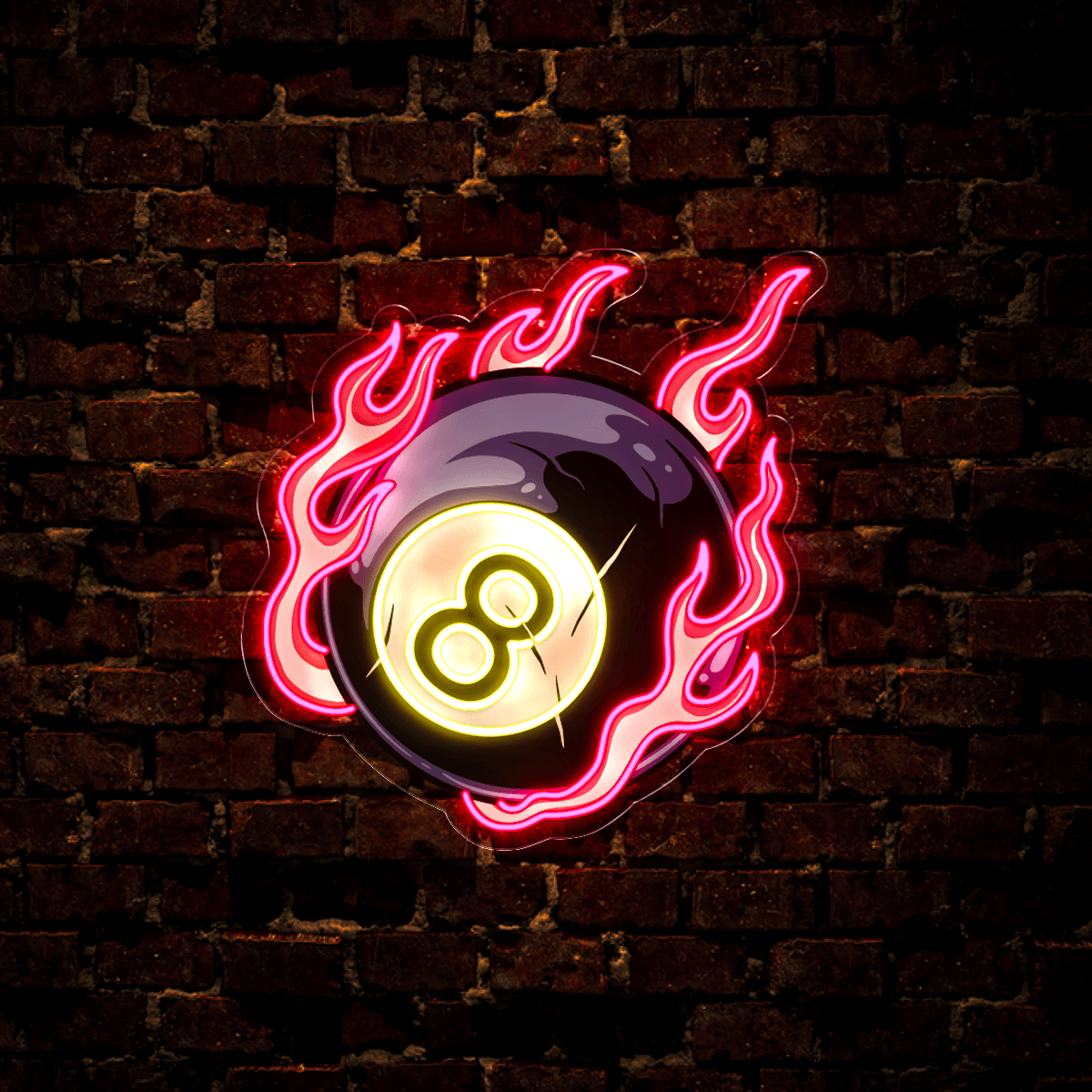 Billiards Ball Fire Artwork Led Neon Sign