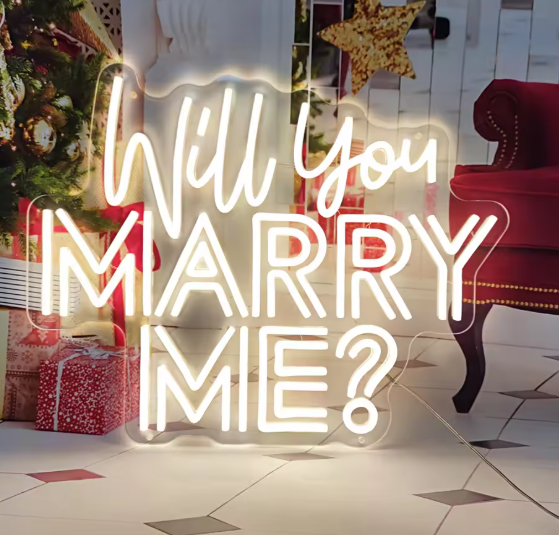 Will You Marry Me Neon Sign LED Light 70cm Wedding Mariage Decor with 12V Power Adapter Neon Signs Party Room Wall Decoration