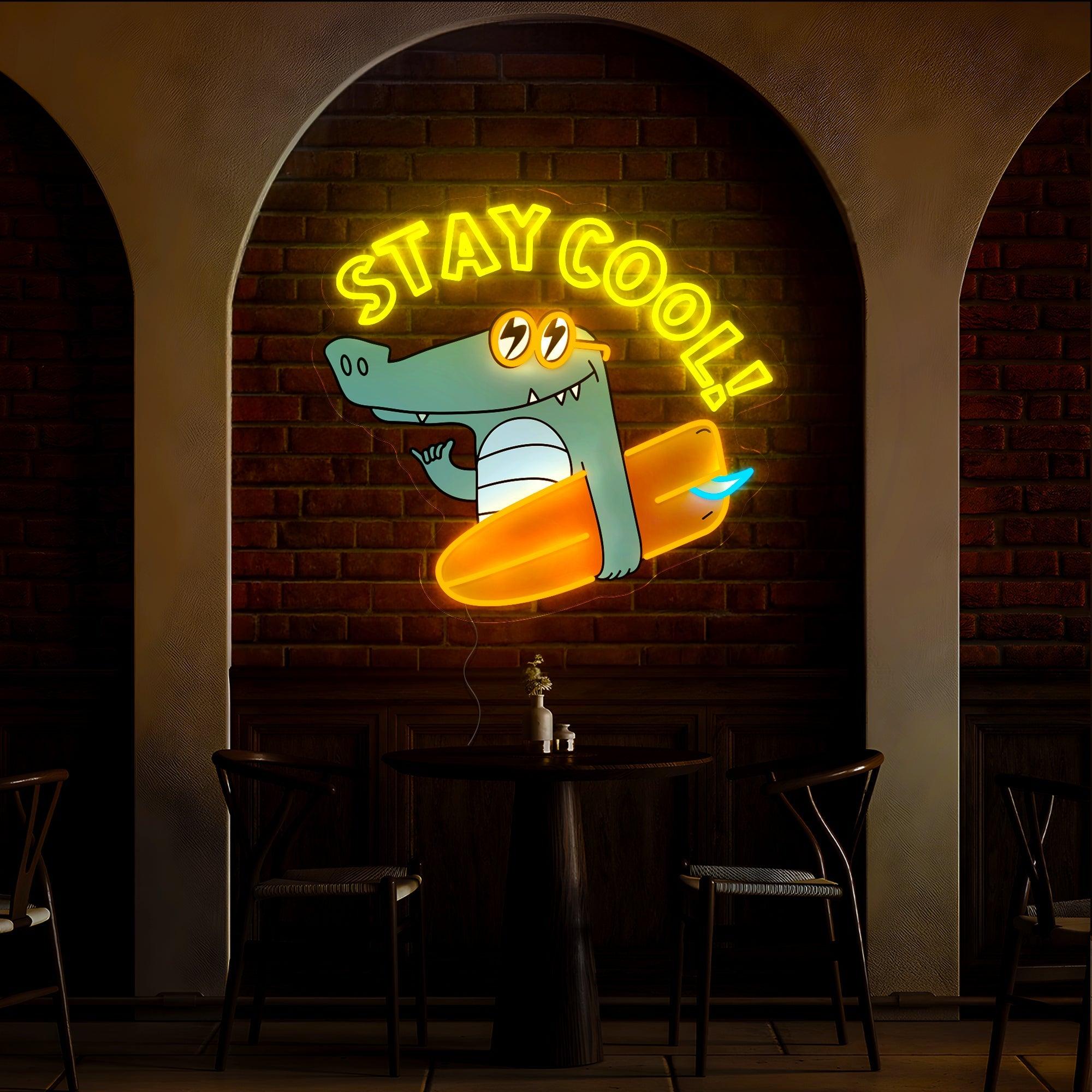 Stay Cool Crocodile Artwork Neon Sign