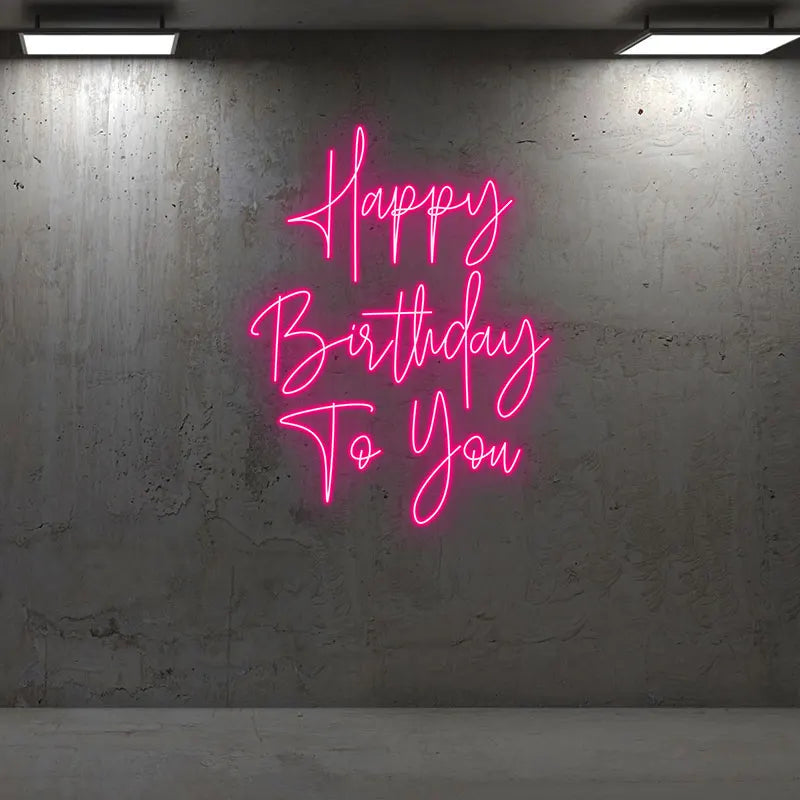Toysign Custom Neon Sign, Vertical Happy Birthday Neon Light – Sleek Pink LED Glow Gift for Birthday Events & Room Decorations