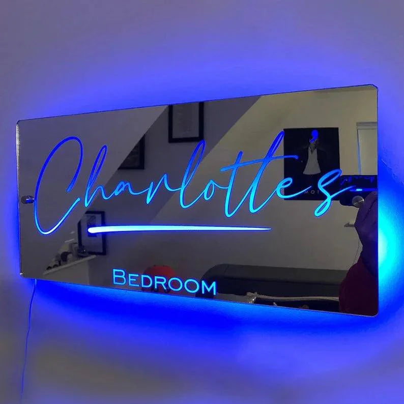 Personalized Name Mirror Light For Bedroom LED Light Up Mirror for Wall Custom Photo Christmas Valentine's Day Wedding Gifts