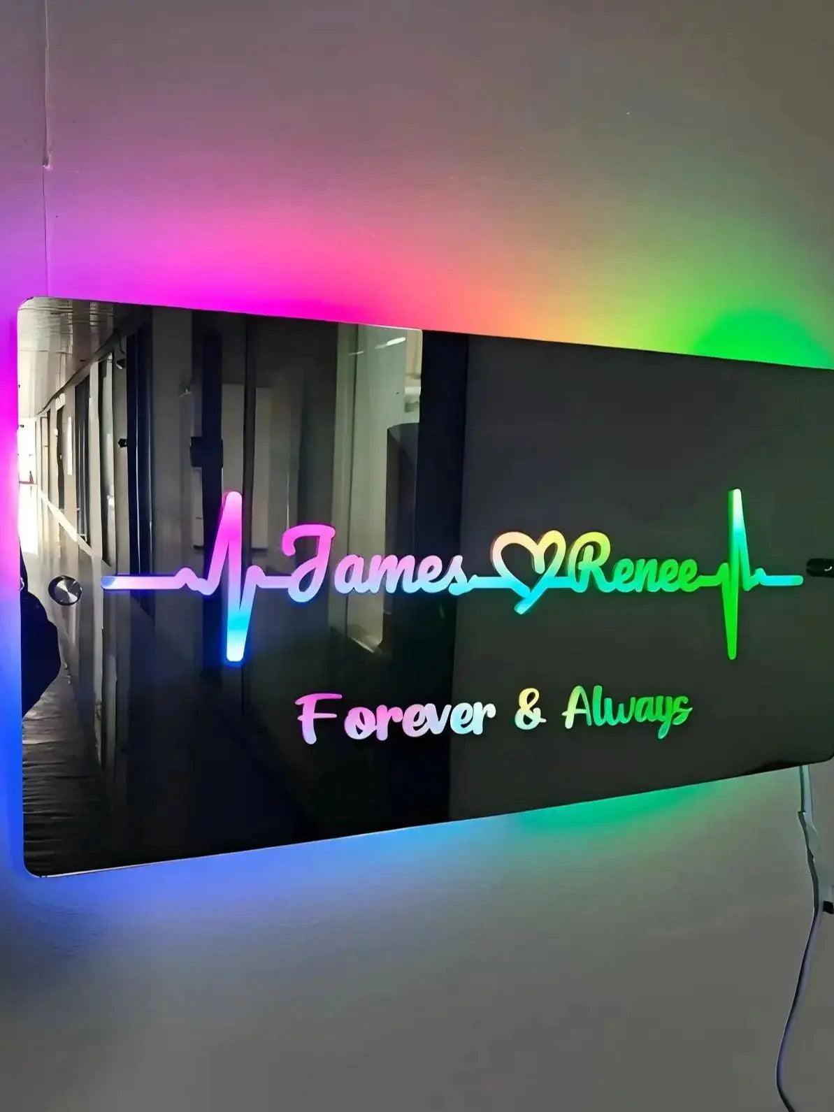 Personalized Name Mirror Light For Bedroom LED Light Up Mirror for Wall Custom Photo Christmas Valentine's Day Wedding Gifts