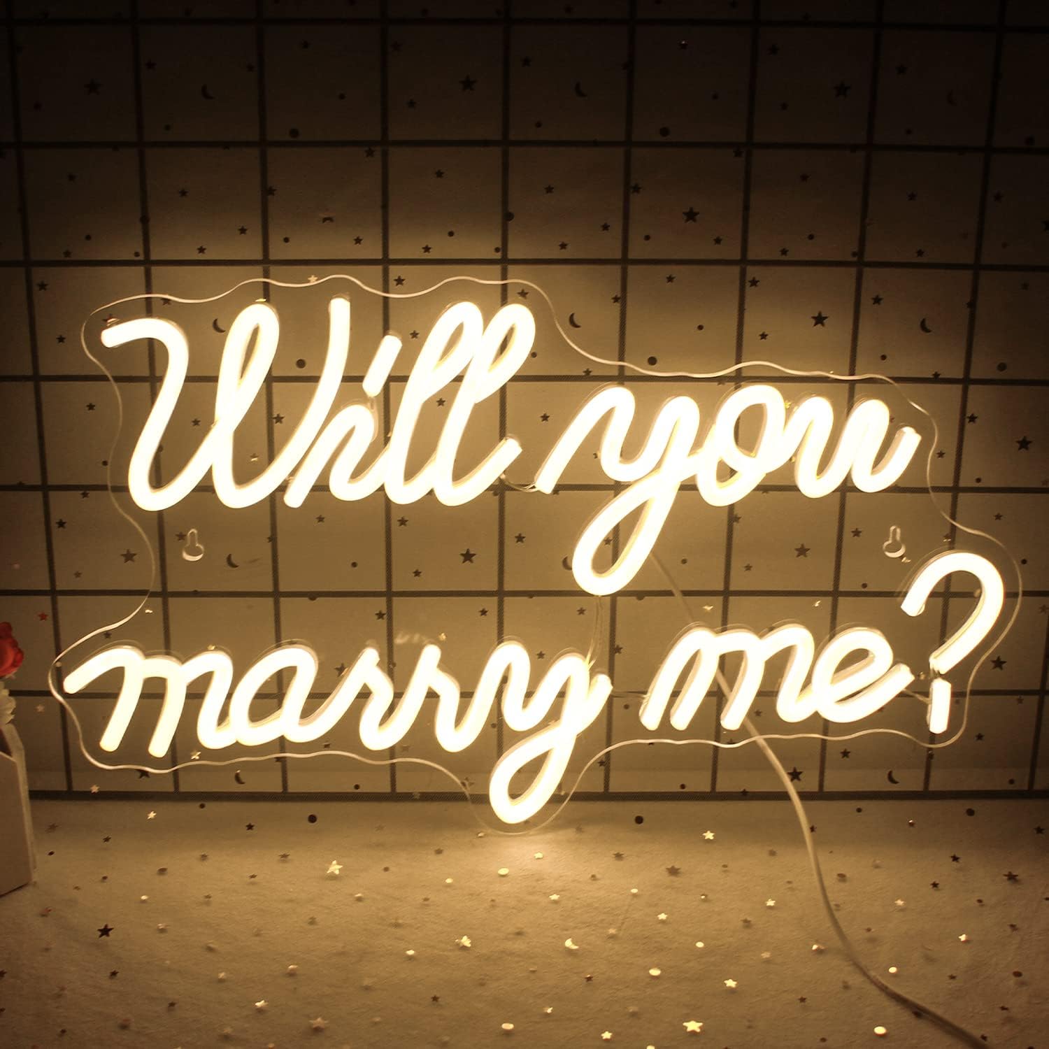 Will You Marry Me Neon Sign - Romantic LED Proposal Light for Engagement, Wedding Decor, Marry Me Backdrop Sign