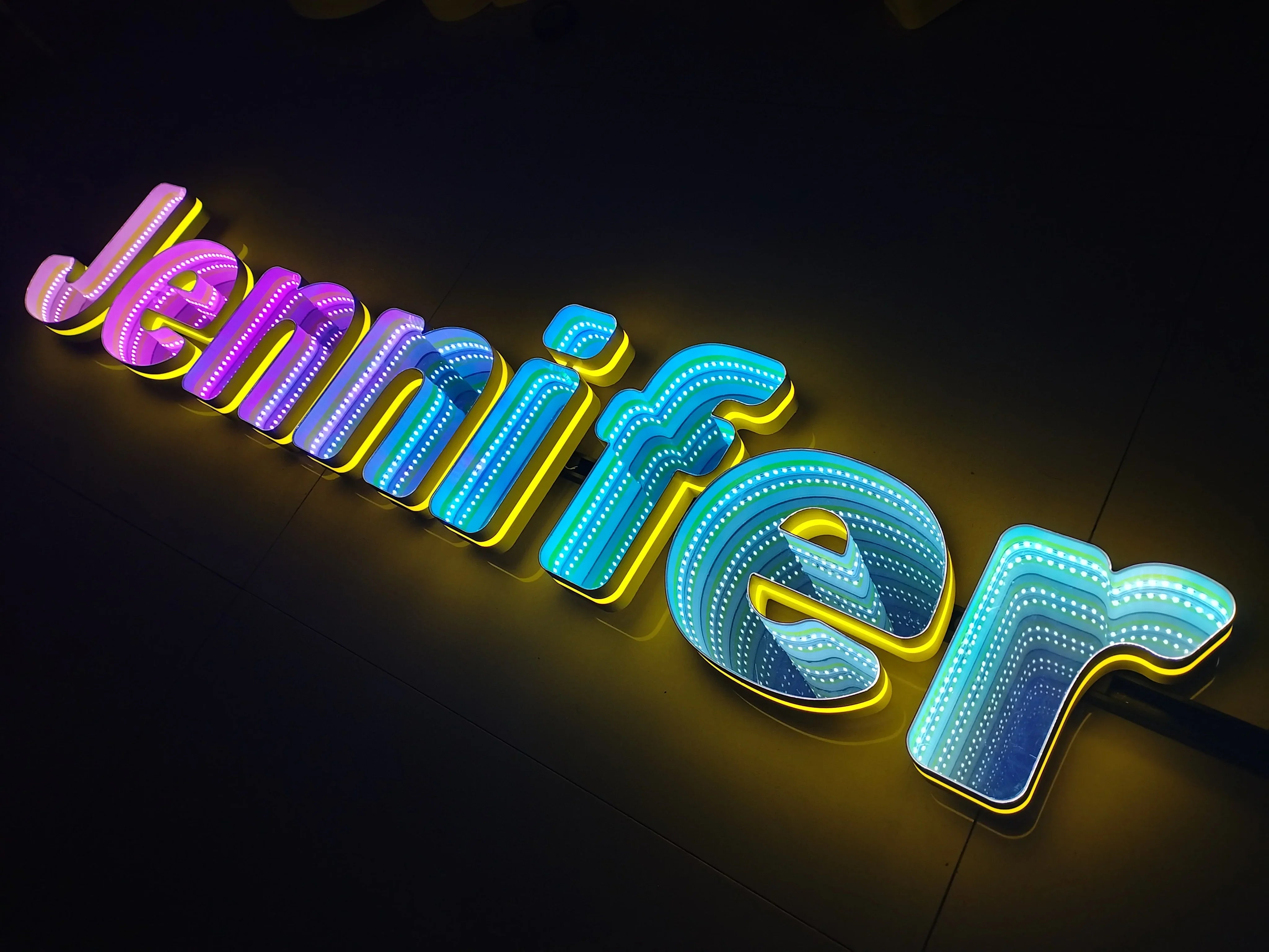 Toysign 3D Name Logo LED Infinity Mirror, Custom Business Logo Sign, Infinity Mirrors Letter, Wall Mounted Infinity Mirror Light
