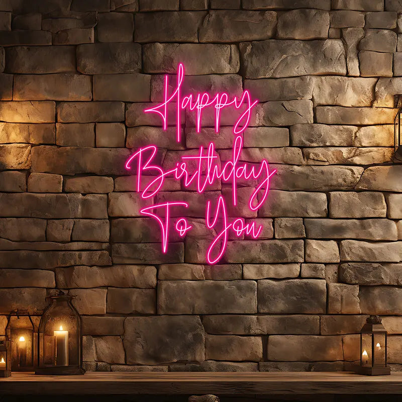 Toysign Custom Neon Sign, Vertical Happy Birthday Neon Light – Sleek Pink LED Glow Gift for Birthday Events & Room Decorations