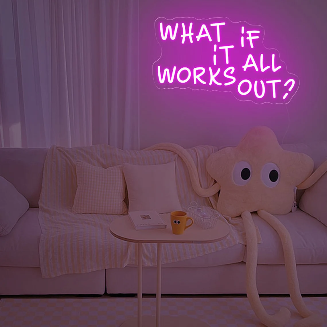 What If It All Works Out Neon Sign, Custom LED Neon Sign, Positive Quote Neon Light, Home Wall Decor, Personalized Gifts