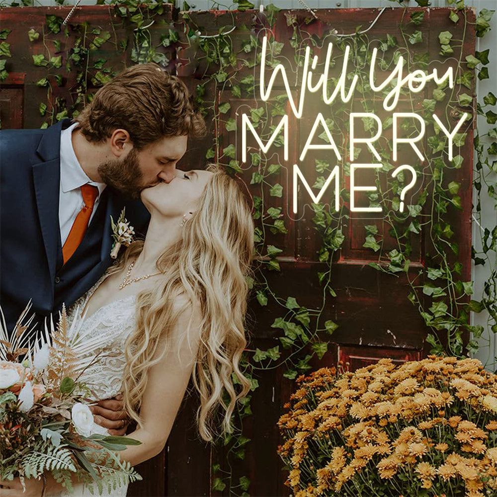 Will You Marry Me Neon Sign Warm White 40 Inches Custom Neon Sign Large Backdrop Decor for Engagement, Wedding, Anniversary