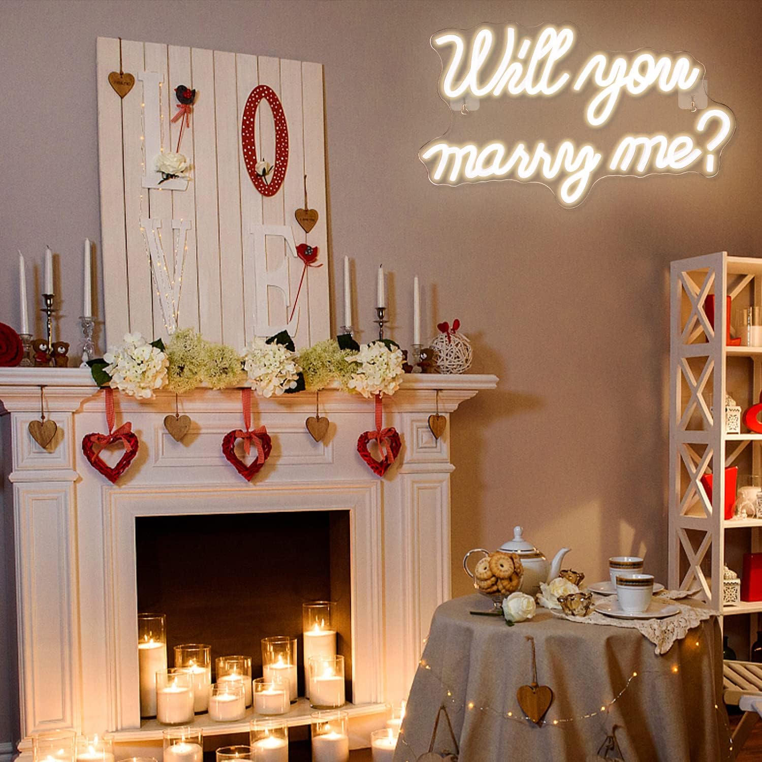 Will You Marry Me Neon Sign - Romantic LED Proposal Light for Engagement, Wedding Decor, Marry Me Backdrop Sign