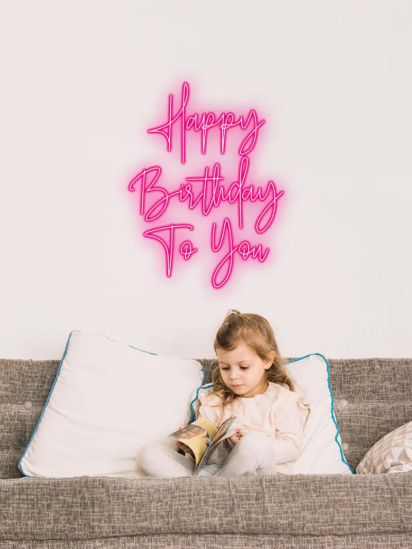 Toysign Custom Neon Sign, Vertical Happy Birthday Neon Light – Sleek Pink LED Glow Gift for Birthday Events & Room Decorations