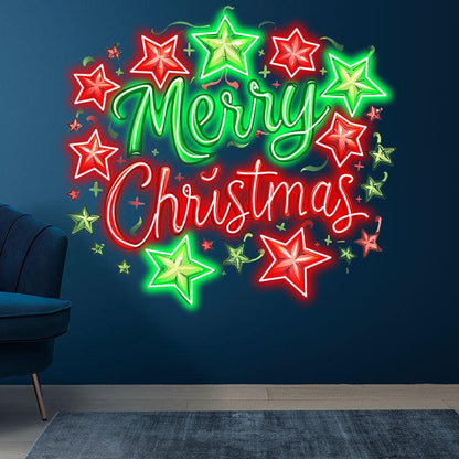 Colorful Alphabet Star Neon Light – Festive LED Christmas Decoration