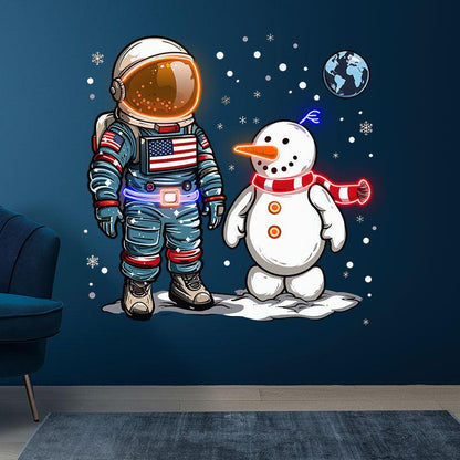 Christmas astronauts and snowmen: a marvelous encounter between the stars and the snow and ice neon signs