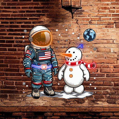 Christmas astronauts and snowmen: a marvelous encounter between the stars and the snow and ice neon signs