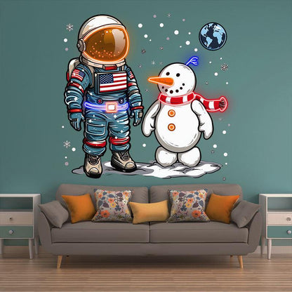 Christmas astronauts and snowmen: a marvelous encounter between the stars and the snow and ice neon signs