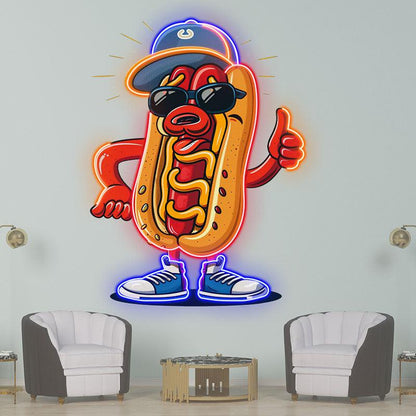 Stylish hot dogs:neon signs wear hats, shoes, and enjoy nodding to cute moments