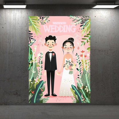 Romantic Bride & Groom Hand in Hand Neon Light – Timeless LED Wedding Decor