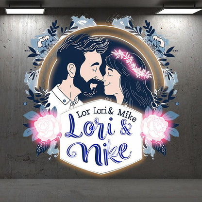 Romantic Customized Bride & Groom Name Neon signs | Sweet Memory of Kissing Moment | Wedding Exclusive Decoration