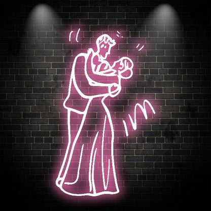 Romantic Pink Wedding Neon Light – Bride & Groom Sweet Embrace LED Decor