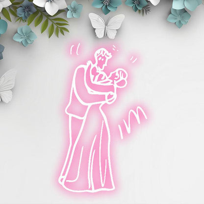 Romantic Pink Wedding Neon Light – Bride & Groom Sweet Embrace LED Decor