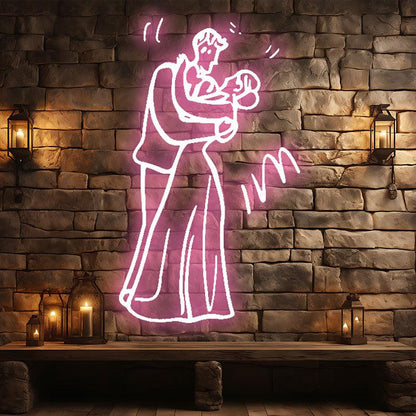 Romantic Pink Wedding Neon Light – Bride & Groom Sweet Embrace LED Decor