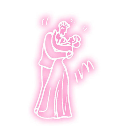 Romantic Pink Wedding Neon Light – Bride & Groom Sweet Embrace LED Decor
