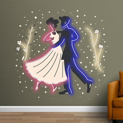 Romantic Dancing Wedding Neon Light – Bride & Groom LED Decor of Eternal Love