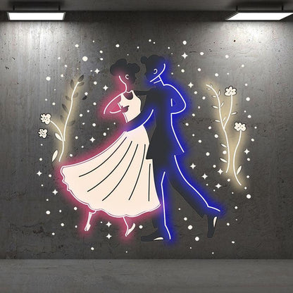 Romantic Dancing Wedding Neon Light – Bride & Groom LED Decor of Eternal Love