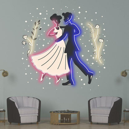 Romantic Dancing Wedding Neon Light – Bride & Groom LED Decor of Eternal Love