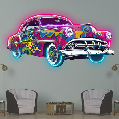Classic Vintage Car Neon Light – Colorful Airbrush Retro LED Decor