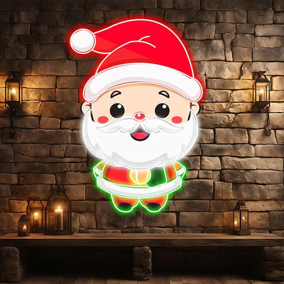 Cartoon Santa Neon Light – Jolly Red Hat LED Christmas Decor