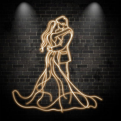 Romantic Bride & Groom Hugging Neon Light – LED Wedding Ceremony Decor