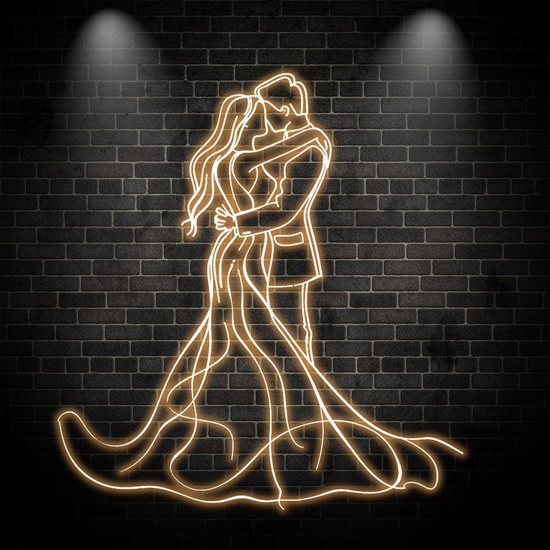 Romantic Bride & Groom Hugging Neon Light – LED Wedding Ceremony Decor