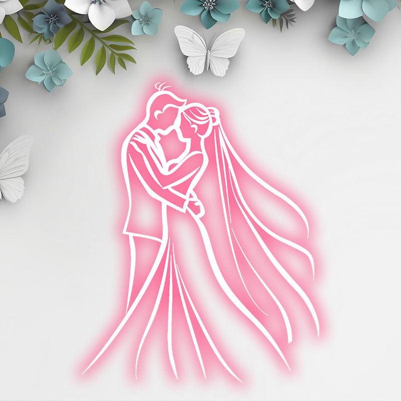 Romantic Pink Bride & Groom Hugging Neon Light – LED Wedding Ceremony Decor