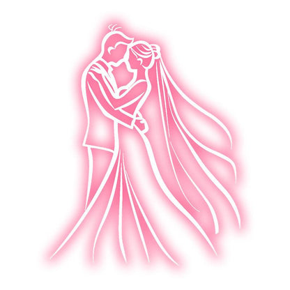 Romantic Pink Bride & Groom Hugging Neon Light – LED Wedding Ceremony Decor
